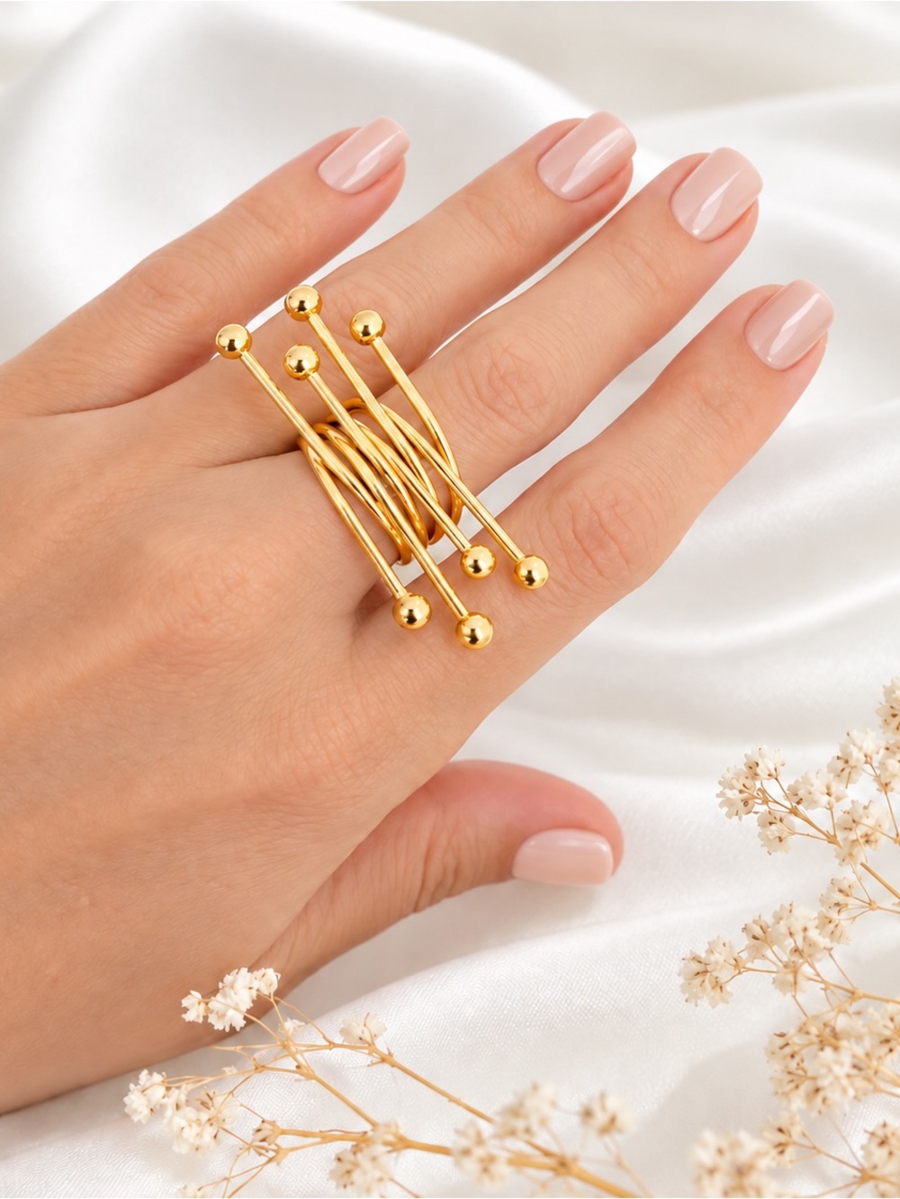 Handmade 24K Gold Plated Brass Adjustable Sculptural Statement Ring Colombia